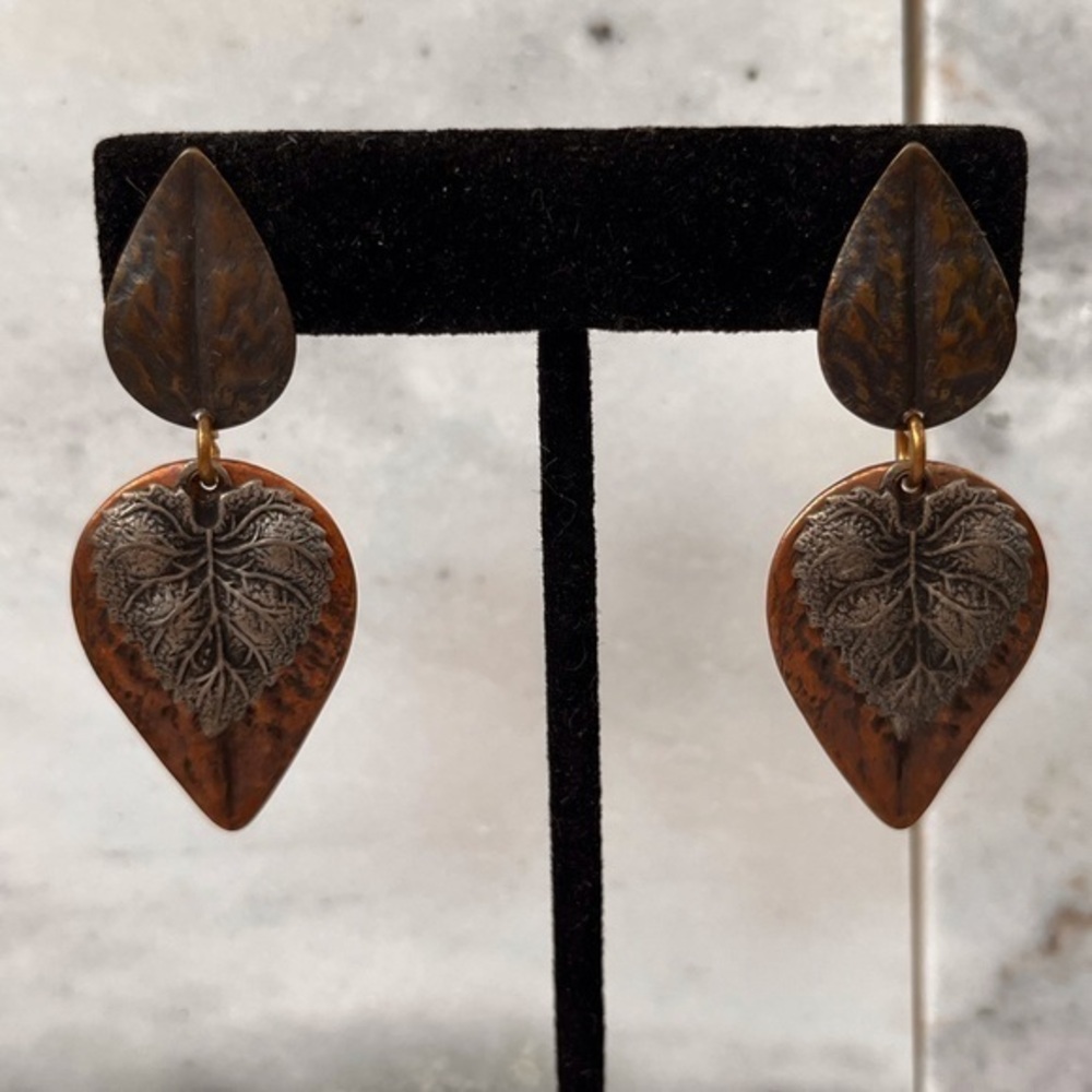 Layered leaf earrings